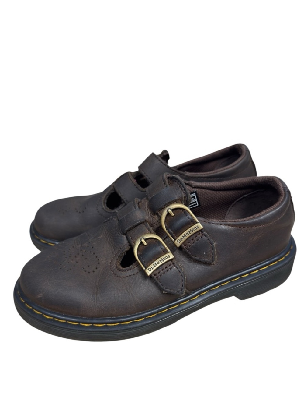 Dr Martens 8065 Mary Jane Shoes Brown Leather Double Strap Youth US 2 UK 1